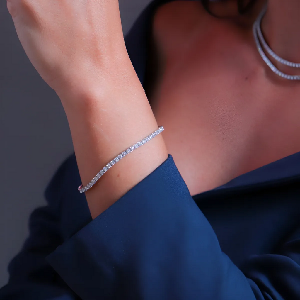 Riviera de Moissanites em Prata 925 com Ródio